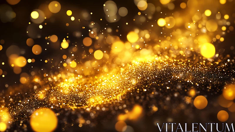 Glittering Gold Bokeh Lights Abstract Background, Festive Style.