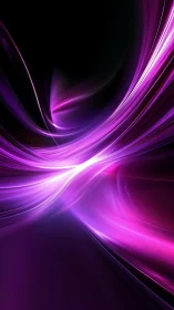 Neon violet light ribbons sweeping across deep black void.