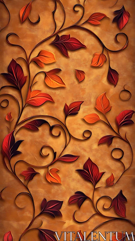 Curled autumn vines sketch swirling stories across ochre walls