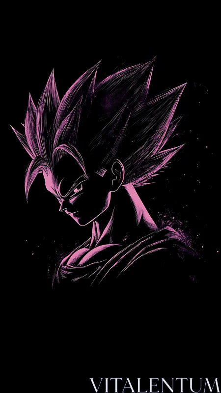 Neon warrior silhouette carved in electric magenta shadow.