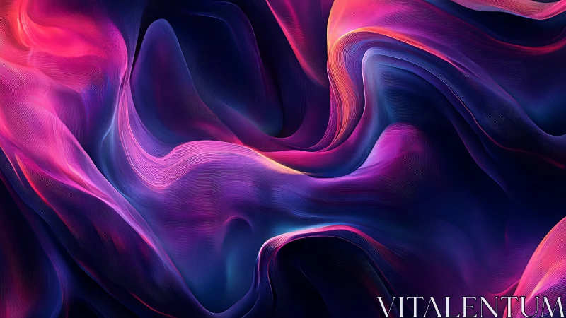 Iridescent fluid ribbons in neon magenta and deep indigo folds.