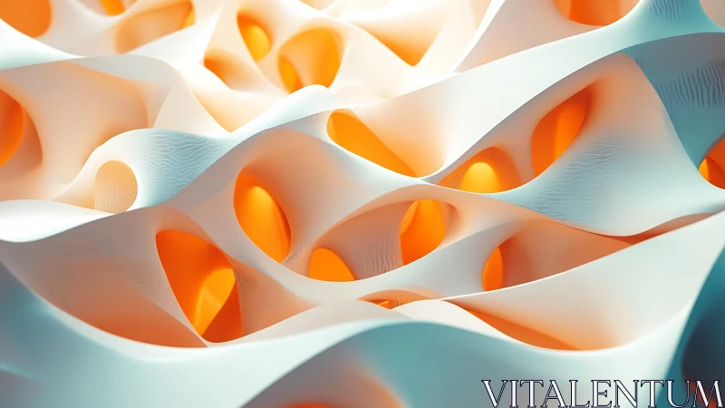 Abstract flowing waves with orange glow in modern digital style.