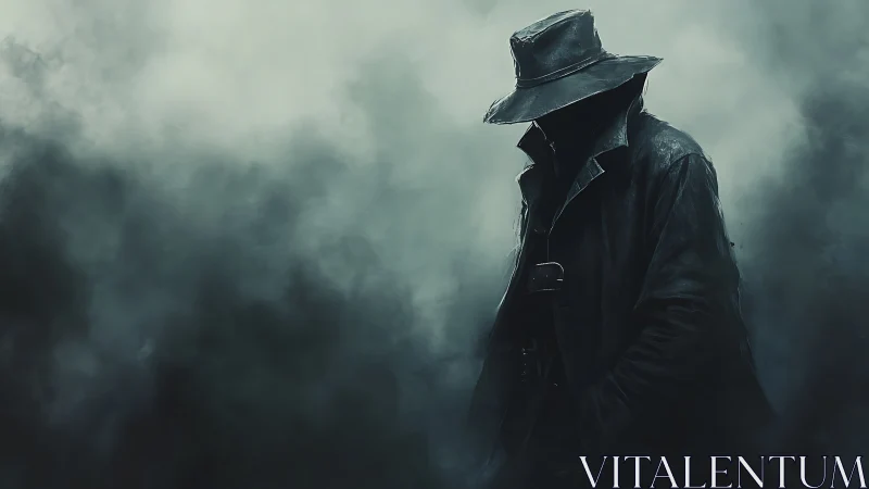 Shadowed wanderer wrapped in mist and midnight leather.