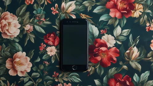 Modern Device Meets Botanical Beauty in Artistic Flat Lay