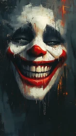 Expressive digital painting of sinister clown portrait study.
