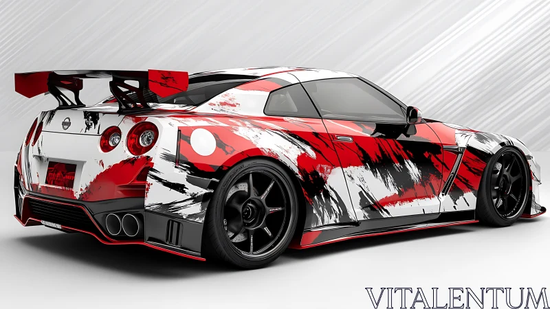 Aero-tuned Nissan GT-R with aggressive kinetic livery design.