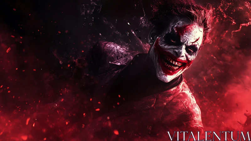 Sinister clown portrait rendered in cinematic digital painting