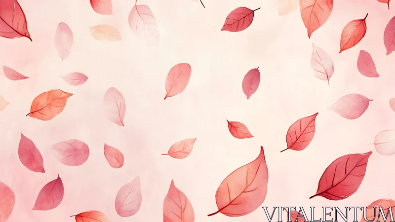 Soft pink leaf pattern with floating translucent foliage.