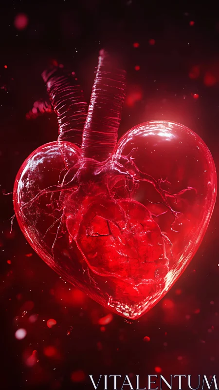 Luminescent Cardiac Anatomy with Transparent Vessel Architecture.