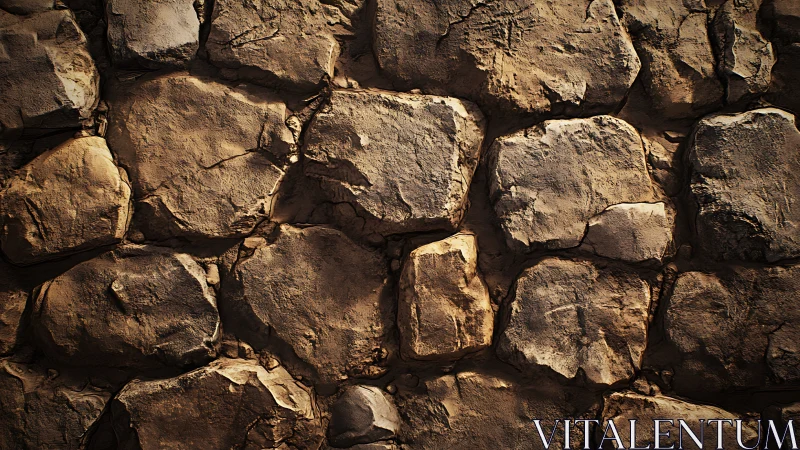 Rugged stone wall texture catches warm, directional light softly