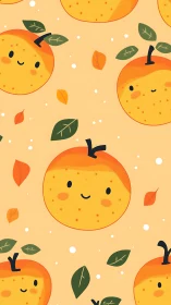 Cheerful smiling oranges brighten a playful fall pattern