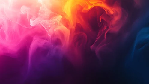 Colorful swirling smoke in bright gradient background.