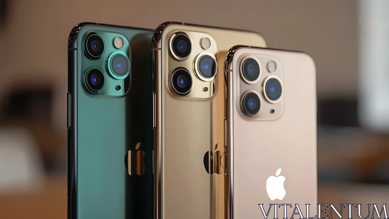 Shimmering trio of premium smartphones glows in soft light