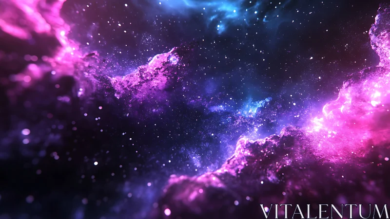 Dreamy pink and blue galaxy clouds inviting quiet wonder.