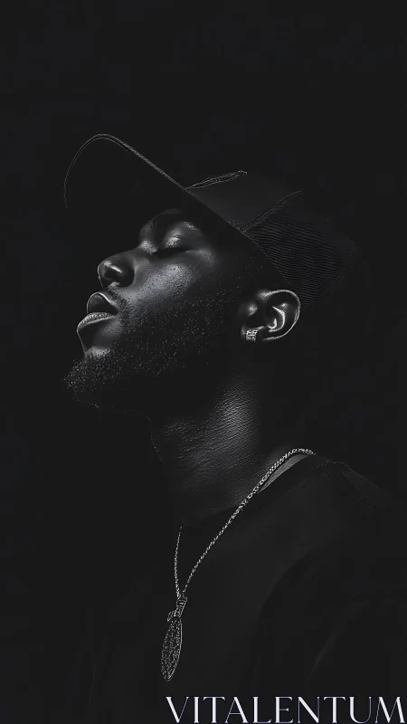 Low key monochrome profile with directional rim lighting study.