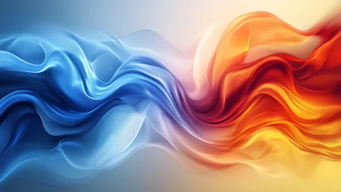 Blue and orange light waves flow across a soft gradient