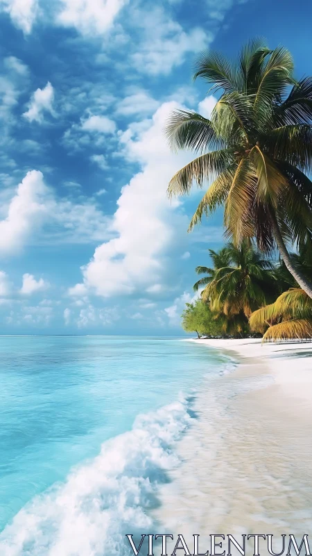 Tropical Beach with Palm Trees and Turquoise Water.
