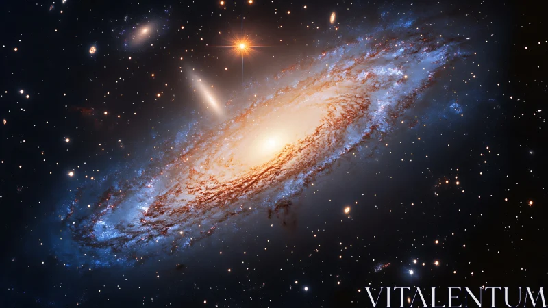 Spiral galaxy core glows in dense starfield panorama.