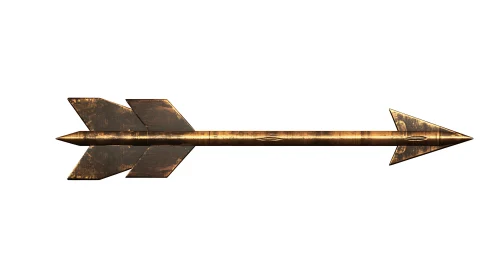 Weathered golden arrow pointing the way with quiet charm.