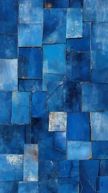 Pigmented blue panel tessellation with fractured surface topology.