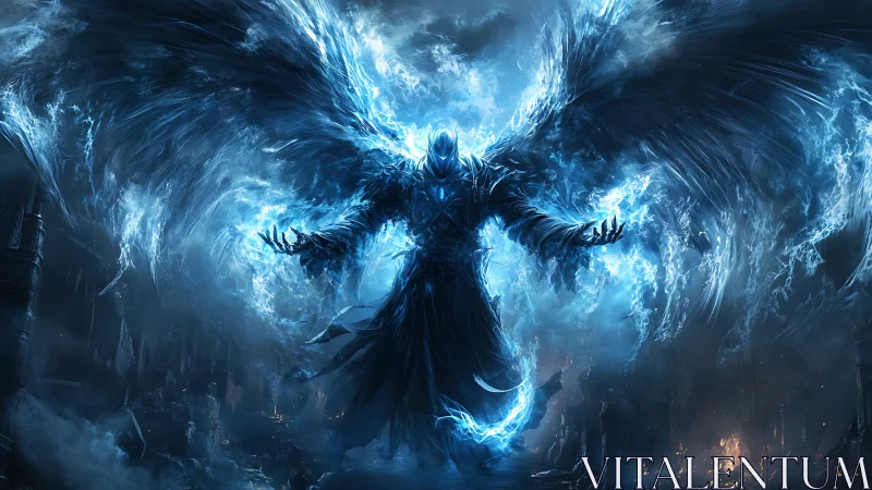 Celestial wraith commands engulfing blue spectral flames.