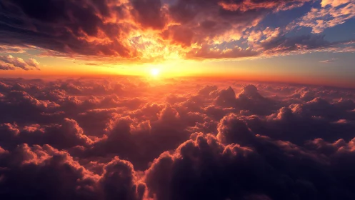 Sunset glow drifting over a sea of cotton clouds.