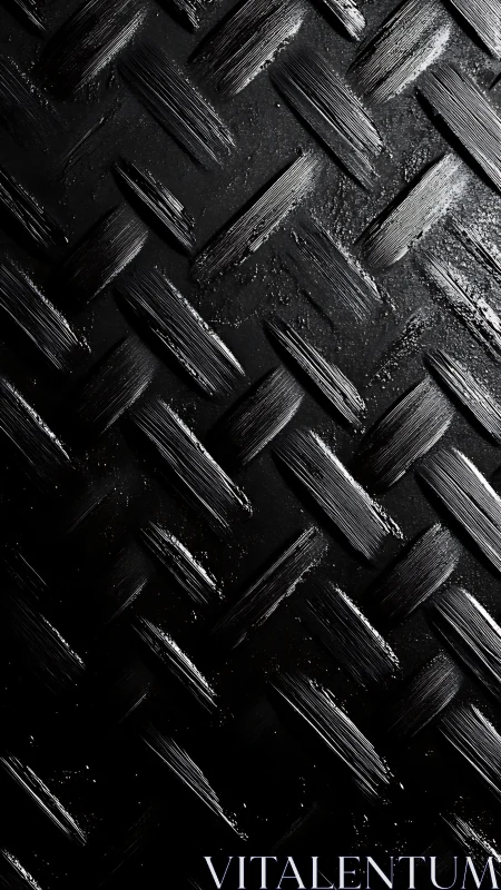 Black steel diamond plate surface with worn textured ridges.