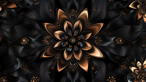 Fractal metallic floral array in dark bronze radial symmetry.