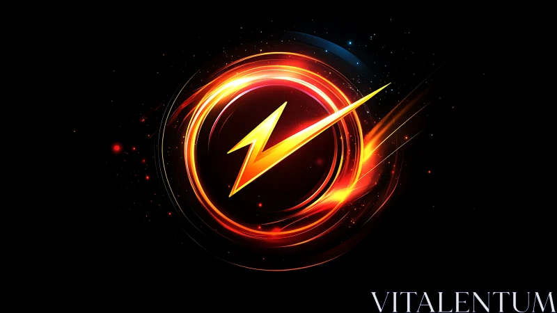 Electric bolt emblem streaks through concentric neon energy rings