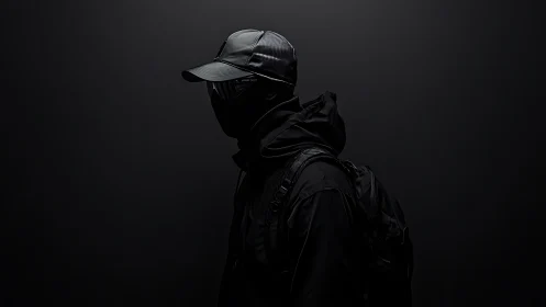 Shadowed street wanderer in sleek urban night gear.