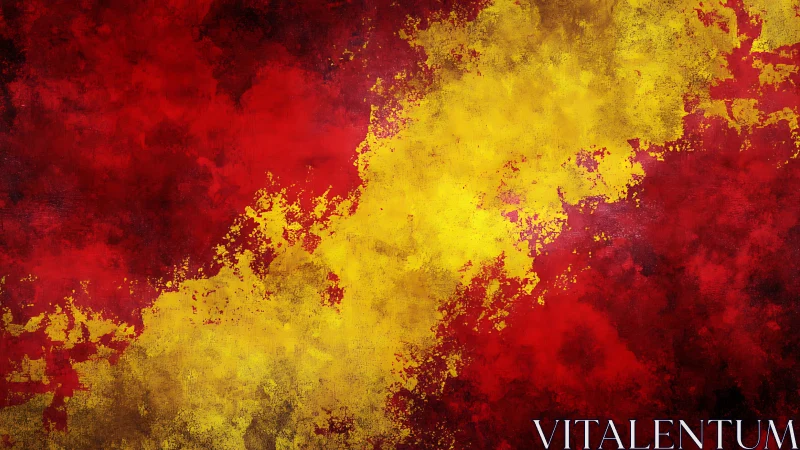 Abstract red and yellow paint clouds in diagonal motion.