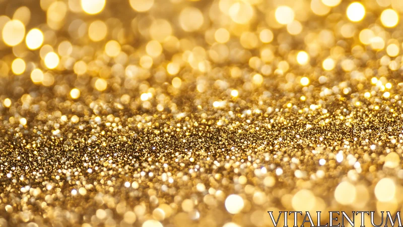 Gold glitter surface forms radiant abstract bokeh field