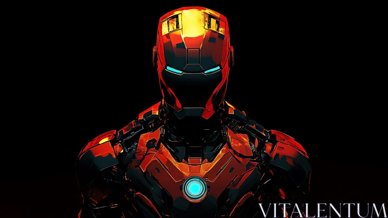 Humanoid armored figure rendered with high-contrast lighting in front