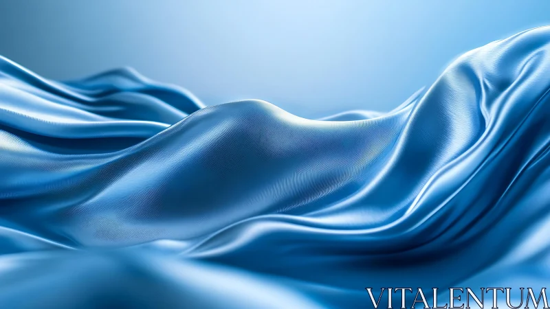 Flowing blue silk fabric abstract close-up with smooth lighting.