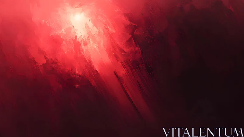 Abstract Red Light Burst Digital Painting with Dramatic Brushwork.