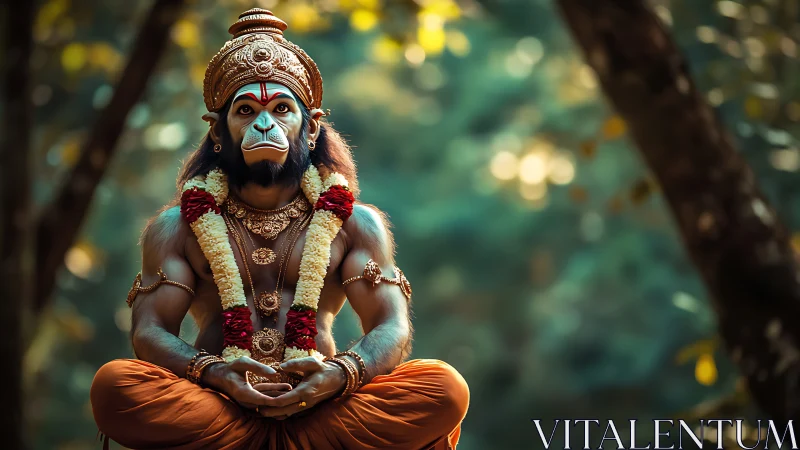 Forest sage in simian regalia quietly claims the sunrise