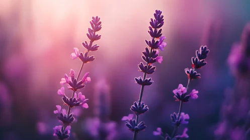 Deep Purple Lavender Blooms in Soft Focus.