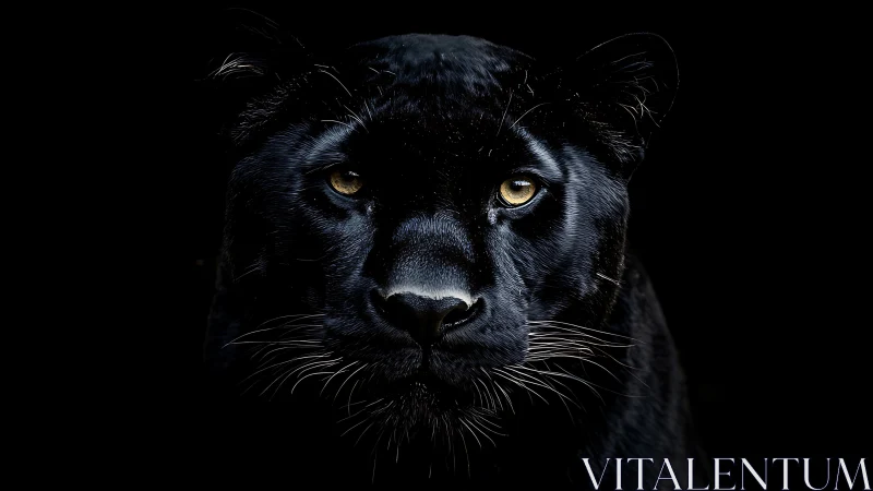 A Black Panther's Piercing Gaze Captivates in Dramatic Light.