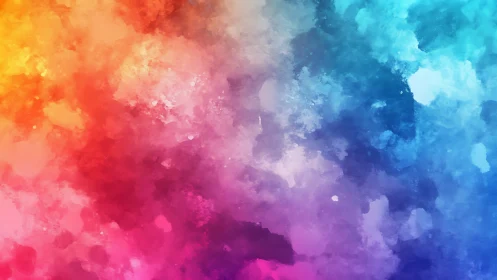 Colorful clouds of watercolor blend in a gentle rainbow wash