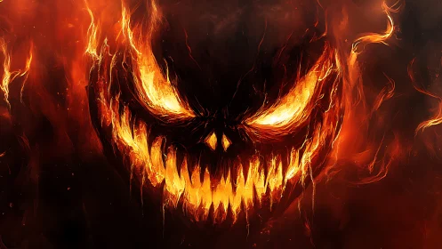 Infernal Grin Ignites a Demon Face of Ragged Flame.