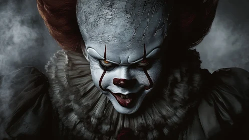 Sinister carnival grin sharpens through the choking fog