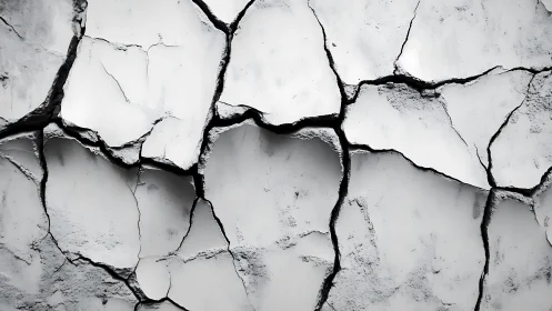 Fractured plaster macro with high-contrast crack network.