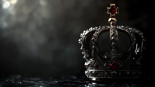 High contrast jeweled crown rendered with precise specular highlights