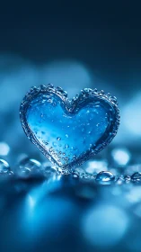 Crystalline heart shape formed from pure water droplets and bubbles.