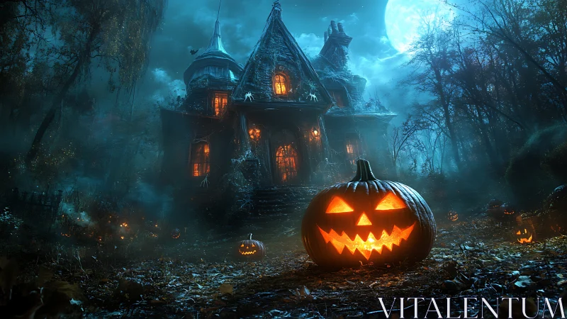 Jack o Lantern ringleader guards a moon-drowned haunted manor.