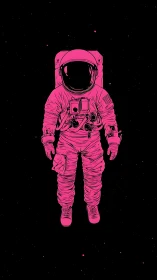 Neon Voyager Astronaut Floating Loudly Through Silent Space.