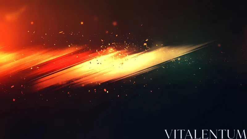 Dynamic streaks of light with fiery sparks in abstract digital art.