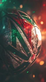 Close-up digital render of worn patterned football surface.