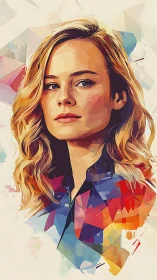 Radiant portrait in soft light and bold color shards.