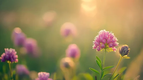 Pink Allium Clusters with Shallow Depth of Field.